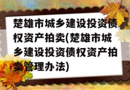 楚雄市城乡建设投资债权资产拍卖(楚雄市城乡建设投资债权资产拍卖管理办法)