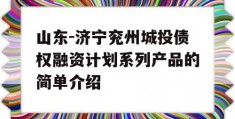 山东-济宁兖州城投债权融资计划系列产品的简单介绍