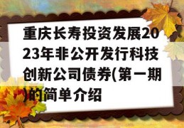 重庆长寿投资发展2023年非公开发行科技创新公司债券(第一期)的简单介绍