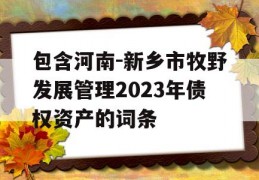 包含河南-新乡市牧野发展管理2023年债权资产的词条