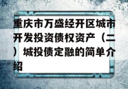 重庆市万盛经开区城市开发投资债权资产（二）城投债定融的简单介绍