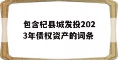 包含杞县城发投2023年债权资产的词条