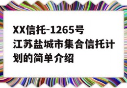 XX信托-1265号江苏盐城市集合信托计划的简单介绍