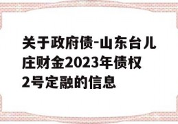 关于政府债-山东台儿庄财金2023年债权2号定融的信息