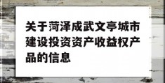 关于菏泽成武文亭城市建设投资资产收益权产品的信息