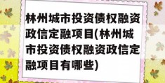 林州城市投资债权融资政信定融项目(林州城市投资债权融资政信定融项目有哪些)