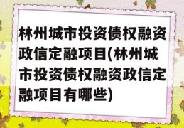 林州城市投资债权融资政信定融项目(林州城市投资债权融资政信定融项目有哪些)