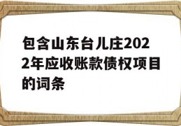 包含山东台儿庄2022年应收账款债权项目的词条