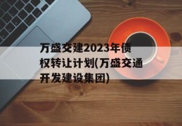 万盛交建2023年债权转让计划(万盛交通开发建设集团)