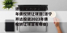 遂宁开达投资2023年债权转让项目(遂宁开达投资2023年债权转让项目有哪些)