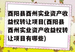 酉阳县酉州实业资产收益权转让项目(酉阳县酉州实业资产收益权转让项目有哪些)