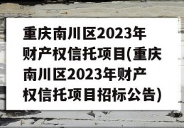 重庆南川区2023年财产权信托项目(重庆南川区2023年财产权信托项目招标公告)