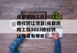 成都简阳工投2023债权转让项目(成都简阳工投2023债权转让项目有哪些)