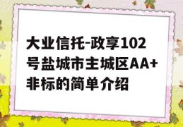 大业信托-政享102号盐城市主城区AA+非标的简单介绍