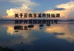 关于云南玉溪市抚仙湖保护开发投资债权1号的信息