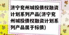 济宁兖州城投债权融资计划系列产品(济宁兖州城投债权融资计划系列产品属于标债)