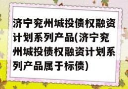 济宁兖州城投债权融资计划系列产品(济宁兖州城投债权融资计划系列产品属于标债)