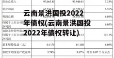 云南景洪国投2022年债权(云南景洪国投2022年债权转让)