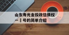 山东寿光金投政信债权一‬号的简单介绍