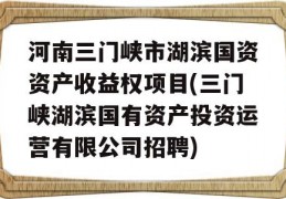 河南三门峡市湖滨国资资产收益权项目(三门峡湖滨国有资产投资运营有限公司招聘)