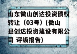 山东微山创达投资债权转让（03号）(微山县创达投资建设有限公司 评级报告)