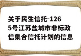 关于民生信托-1265号江苏盐城市非标政信集合信托计划的信息