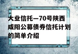 大业信托—70号陕西咸阳公募债券信托计划的简单介绍