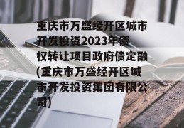 重庆市万盛经开区城市开发投资2023年债权转让项目政府债定融(重庆市万盛经开区城市开发投资集团有限公司)