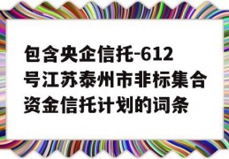 包含央企信托-612号江苏泰州市非标集合资金信托计划的词条