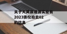 关于大英县通源实业有2023债权拍卖02的信息