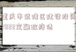 重庆市武隆区建设投资2022定融政府债