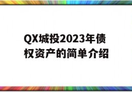 QX城投2023年债权资产的简单介绍