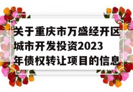 关于重庆市万盛经开区城市开发投资2023年债权转让项目的信息