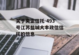 关于央企信托-493号江苏盐城大丰政信信托的信息