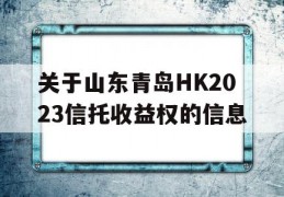 关于山东青岛HK2023信托收益权的信息