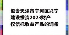 包含天津市宁河区兴宁建设投资2023财产权信托收益产品的词条