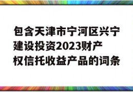 包含天津市宁河区兴宁建设投资2023财产权信托收益产品的词条