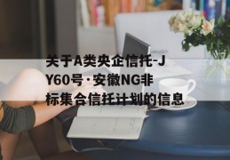 关于A类央企信托-JY60号·安徽NG非标集合信托计划的信息