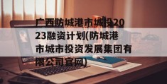 广西防城港市城投2023融资计划(防城港市城市投资发展集团有限公司官网)