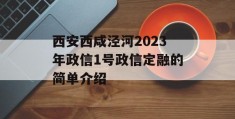 西安西咸泾河2023年政信1号政信定融的简单介绍