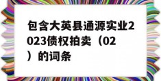 包含大英县通源实业2023债权拍卖（02）的词条