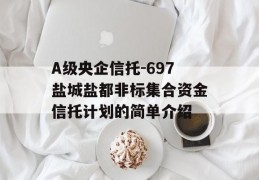 A级央企信托-697盐城盐都非标集合资金信托计划的简单介绍