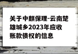 关于中麒保理-云南楚雄城乡2023年应收账款债权的信息