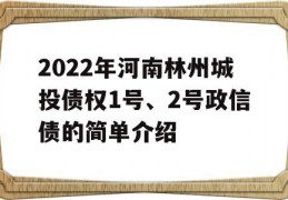 2022年河南林州城投债权1号、2号政信债的简单介绍