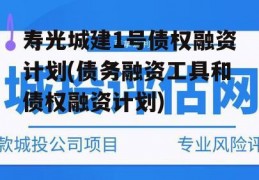 寿光城建1号债权融资计划(债务融资工具和债权融资计划)