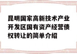 昆明国家高新技术产业开发区国有资产经营债权转让的简单介绍