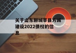 关于山东聊城莘县方诚建设2022债权的信息