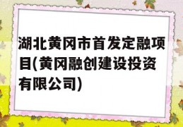 湖北黄冈市首发定融项目(黄冈融创建设投资有限公司)