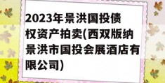 2023年景洪国投债权资产拍卖(西双版纳景洪市国投会展酒店有限公司)