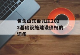 包含山东台儿庄2022基础设施建设债权的词条